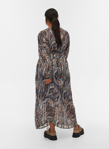 Maxi-jurk met paisley printen striksluiting, Black Paisley, Model image number 1