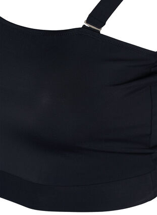 One-shoulder bikinitop in rib, Black, Packshot image number 3