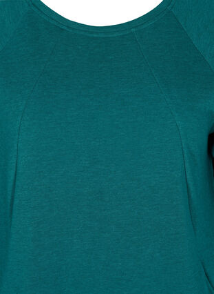 Article en promotion - Robe pull en coton avec poches et manches 3/4, Teal Green Melange, Packshot image number 2
