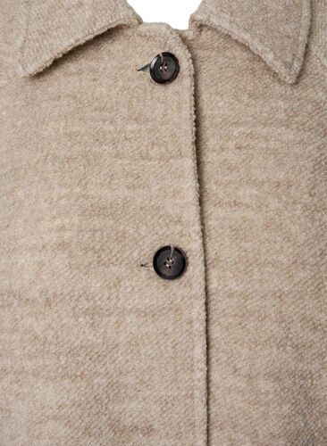 Plaid bouclé jas met knoppen, Simply Taupe, Packshot image number 3