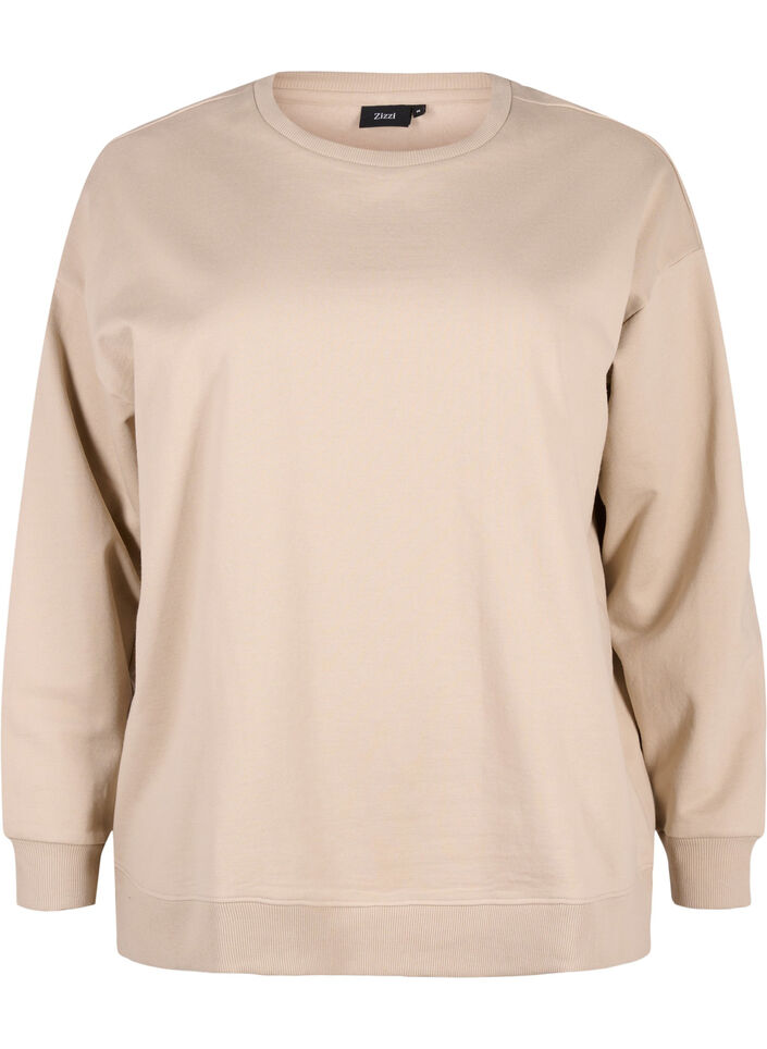 Sweatshirt met ronde hals, Simply Taupe, Packshot image number 0