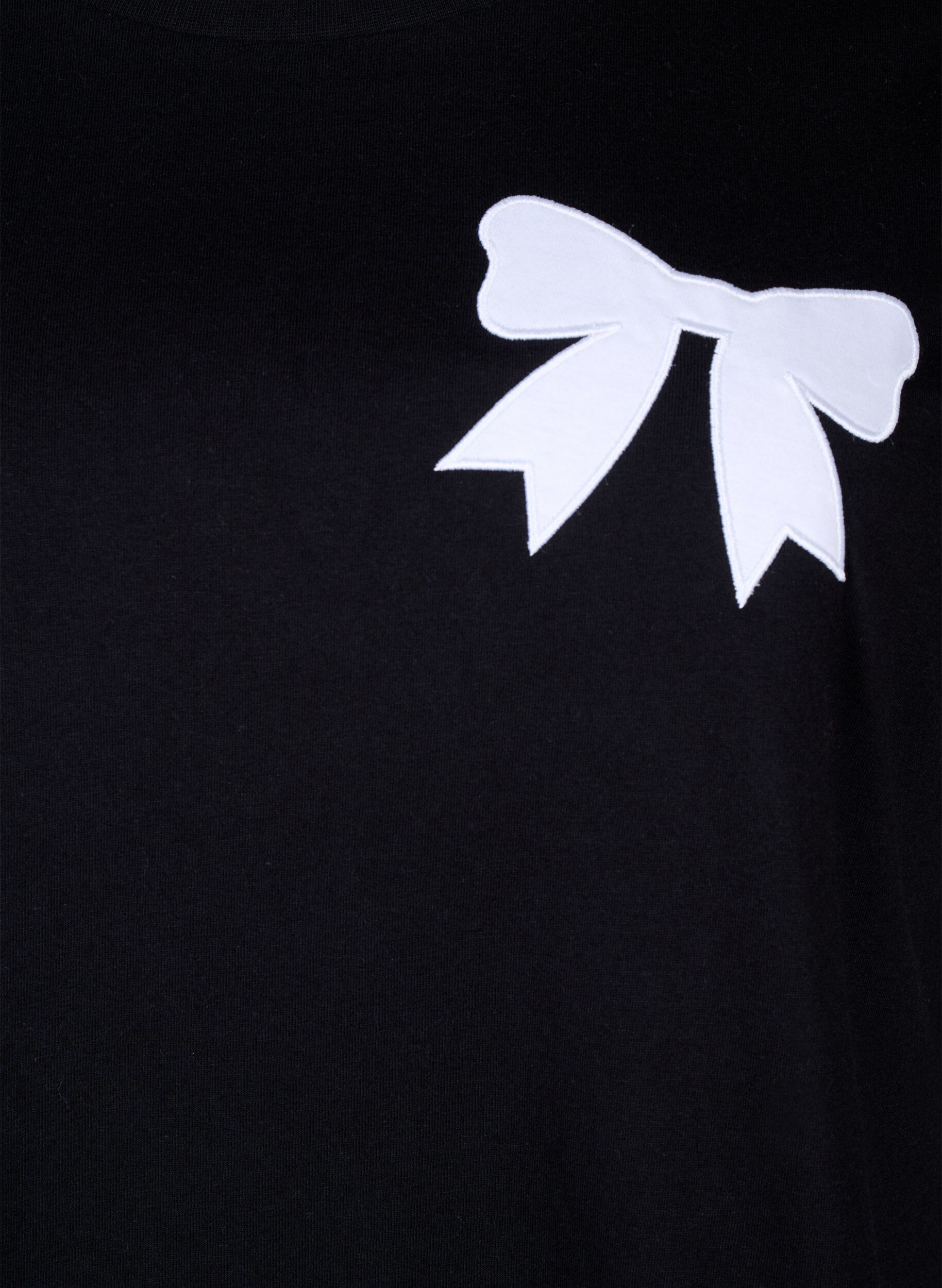Zizzi T-shirt en coton avec n&oelig;ud papillon, Black W. White, Packshot image number 2