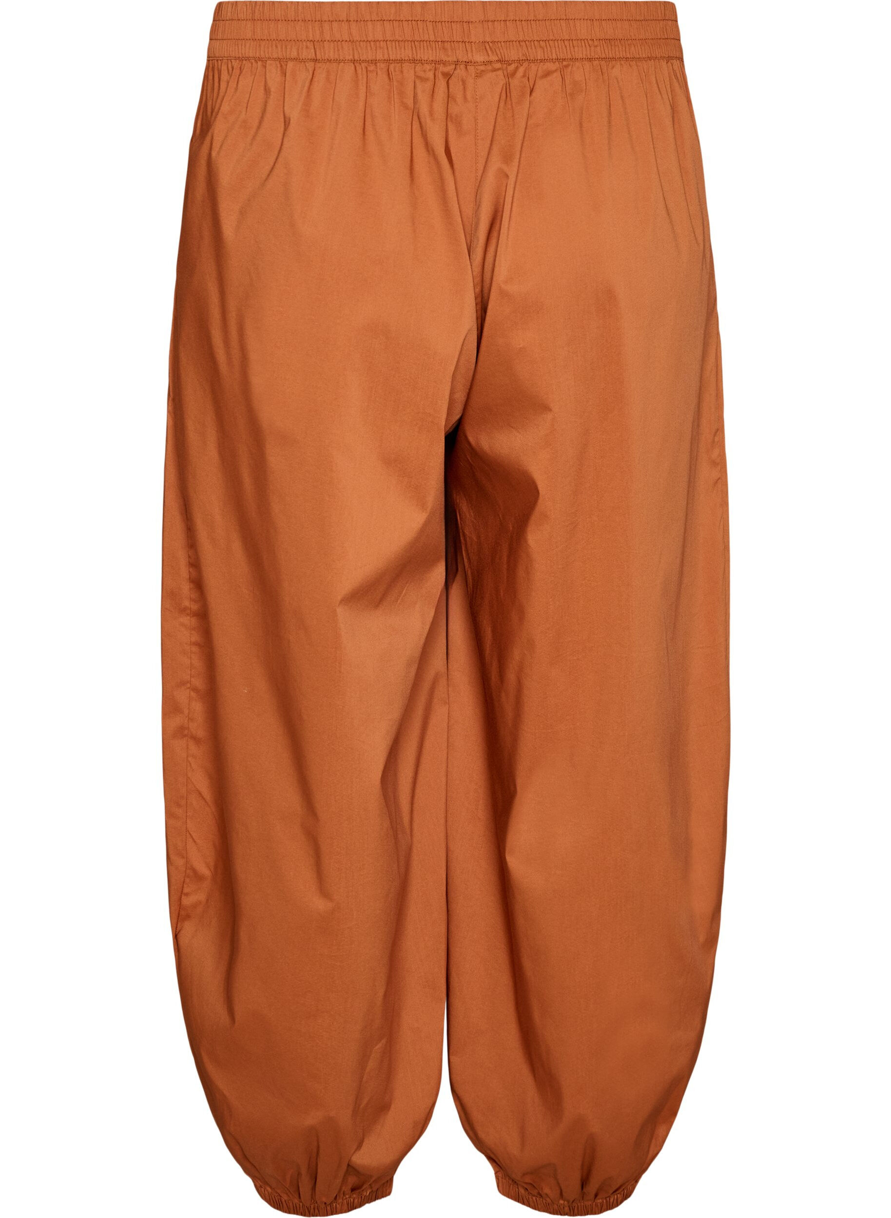 ZizziBallonbroek met zakken en een elastische tailleband, Bruin, Packshot image number 1