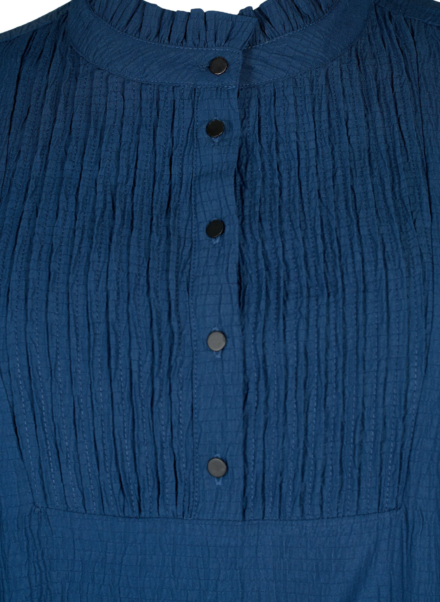 Zizzi Blouse &agrave; manches longues avec col volant&eacute;, Dress Blues, Packshot image number 2