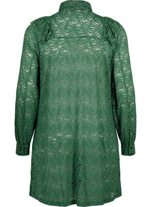 Robe chemise en dentelle avec froufrous, Hunter Green, Packshot image number 1