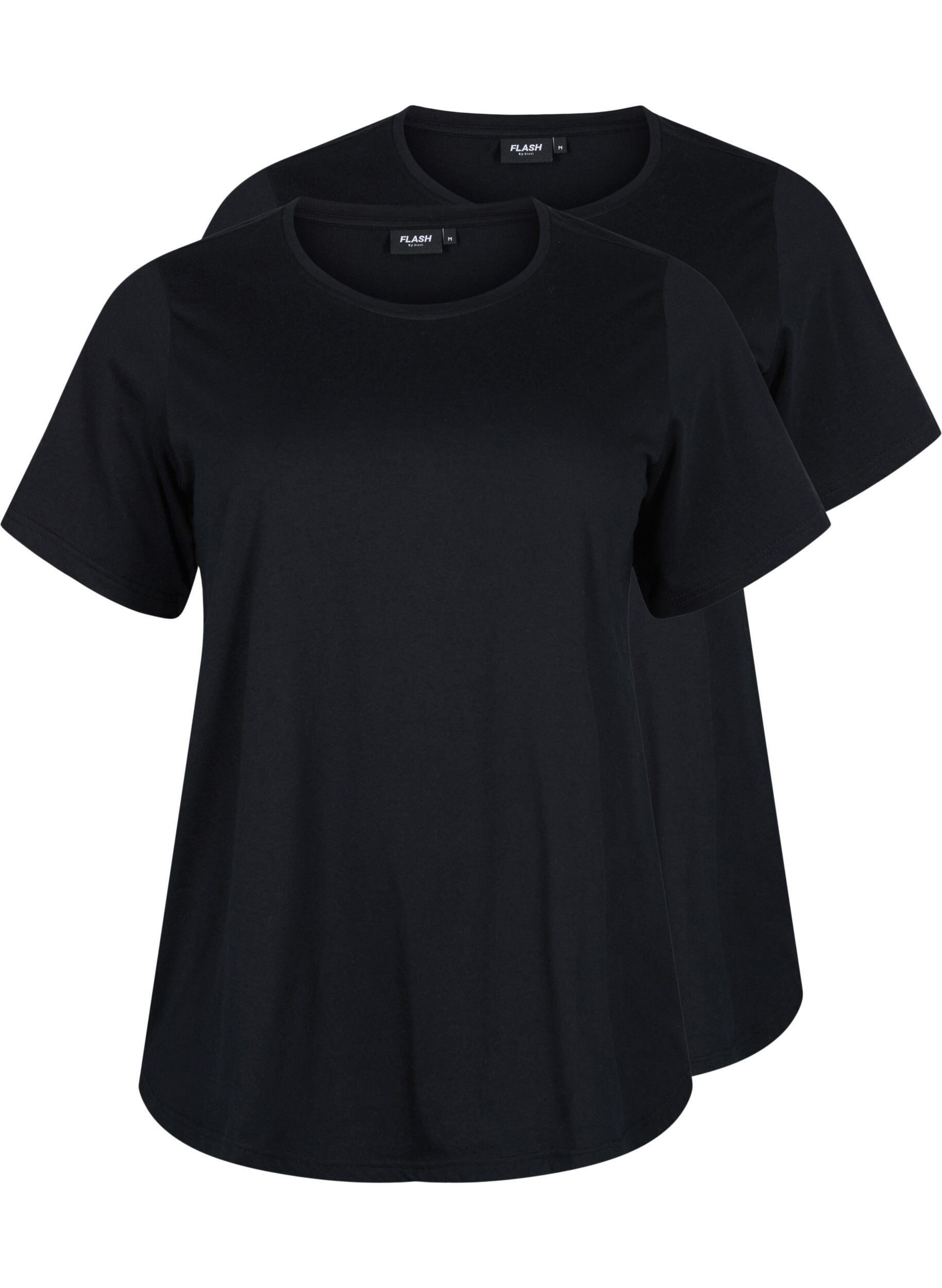 ZizziFLASH - 2-pack T-shirts met ronde hals, Black/Black, Packshot image number 0