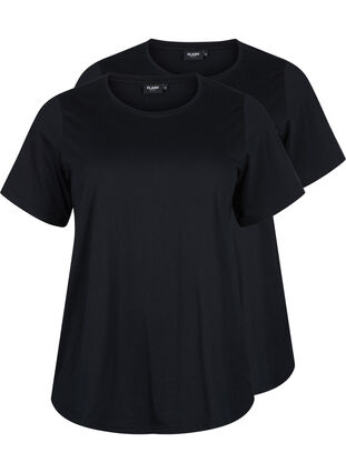 FLASH - 2-pack t-shirts à col rond, Black/Black, Packshot image number 0