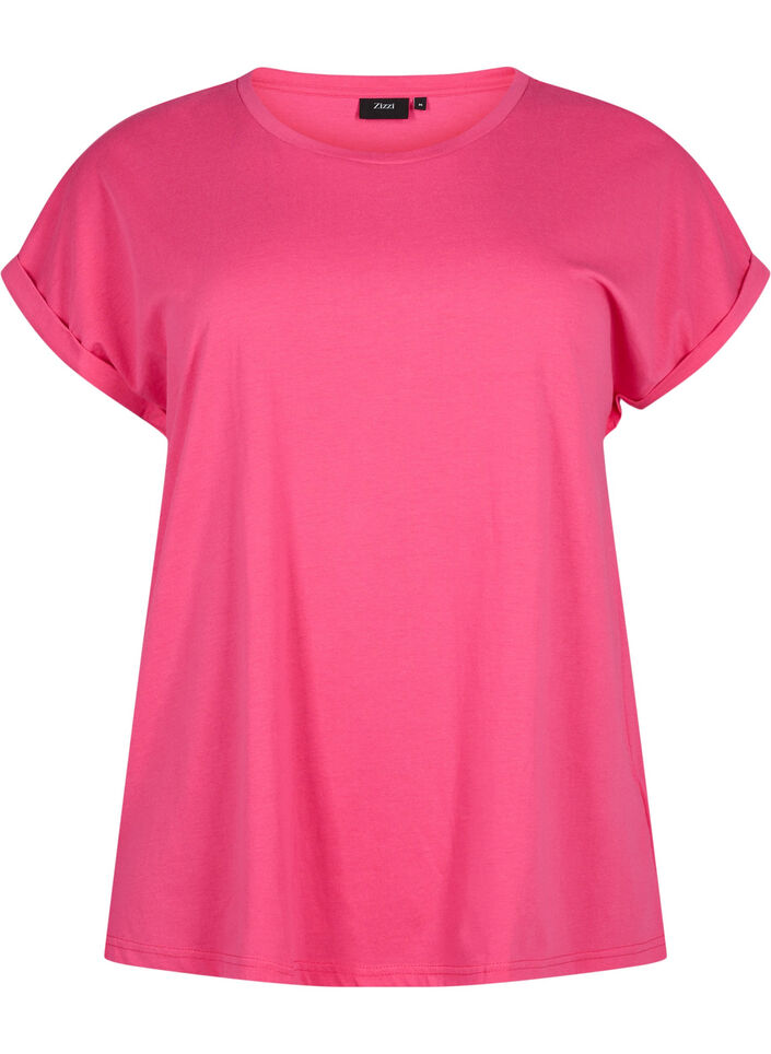 T-shirt met korte mouwen van katoenmix, Roze, Packshot image number 0