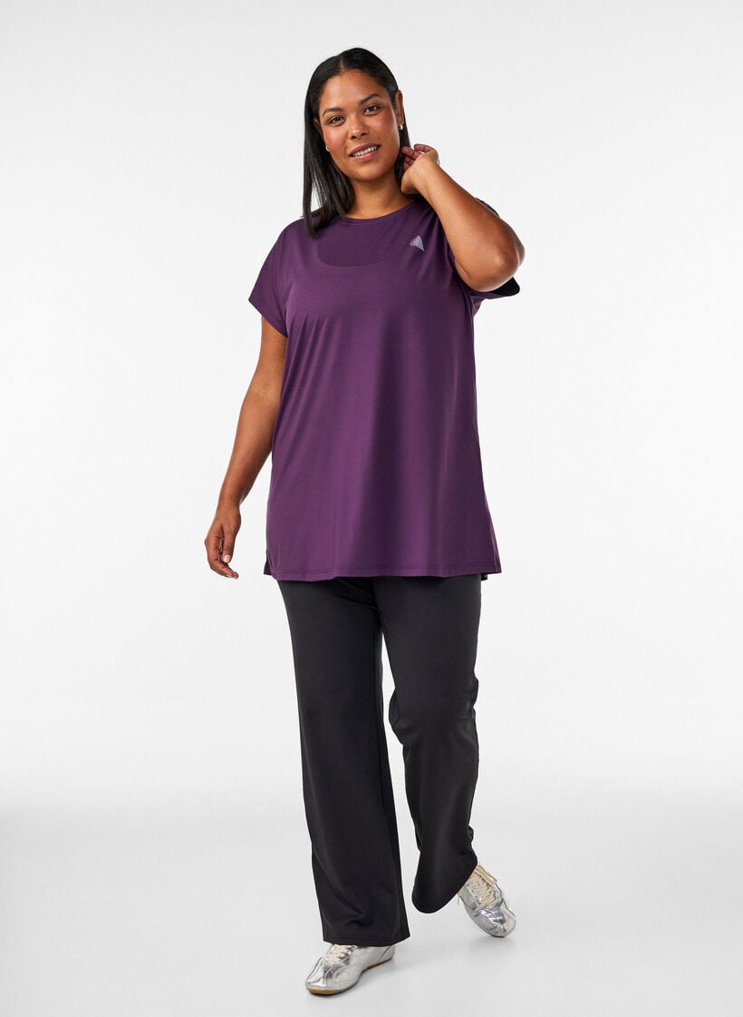 T-shirt long de sport, Violet, Model image number 1
