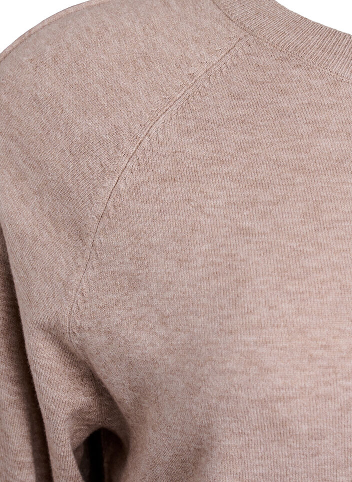 Breisel blouse met middennaad en raglan mouwen, Beige, Packshot image number 3