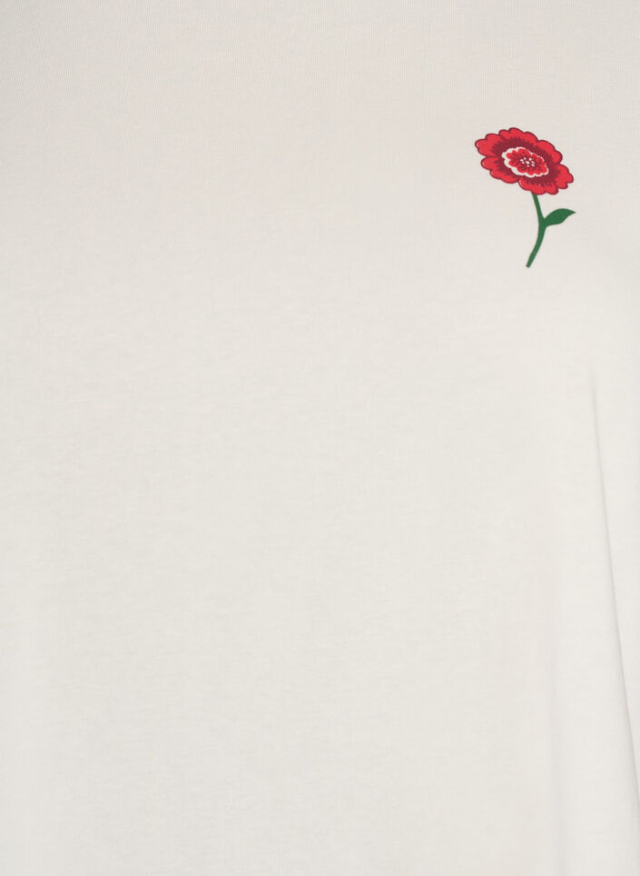 Losse pasvorm katoenen nacht T-shirt met printdetail, Vanille, Packshot image number 2