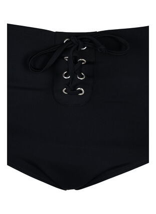 Culotte de bikini avec taille haute et cordon de serrage, Black, Packshot image number 2