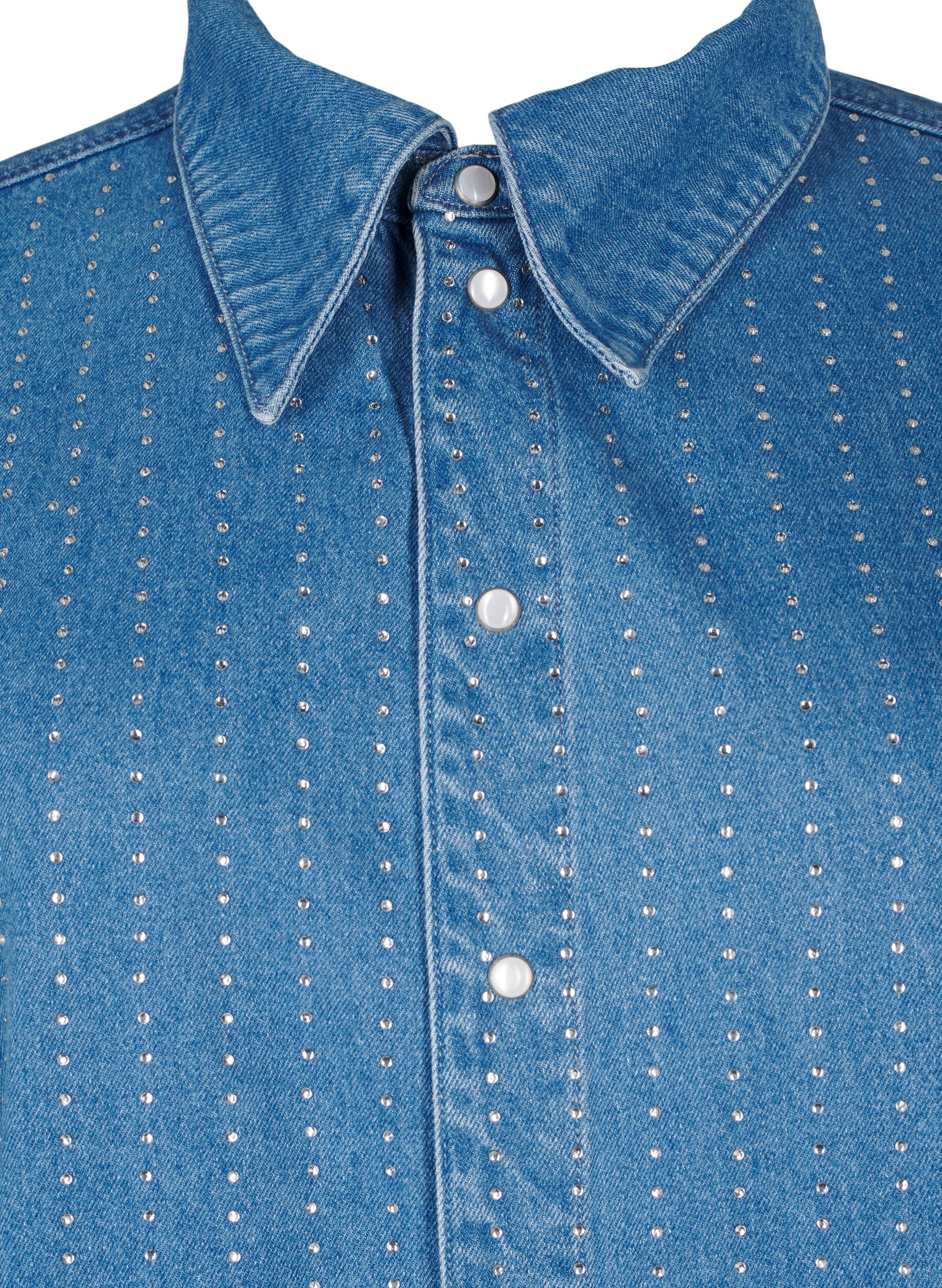 Zizzi Chemise en jean avec strass, Light Blue Denim, Packshot image number 2