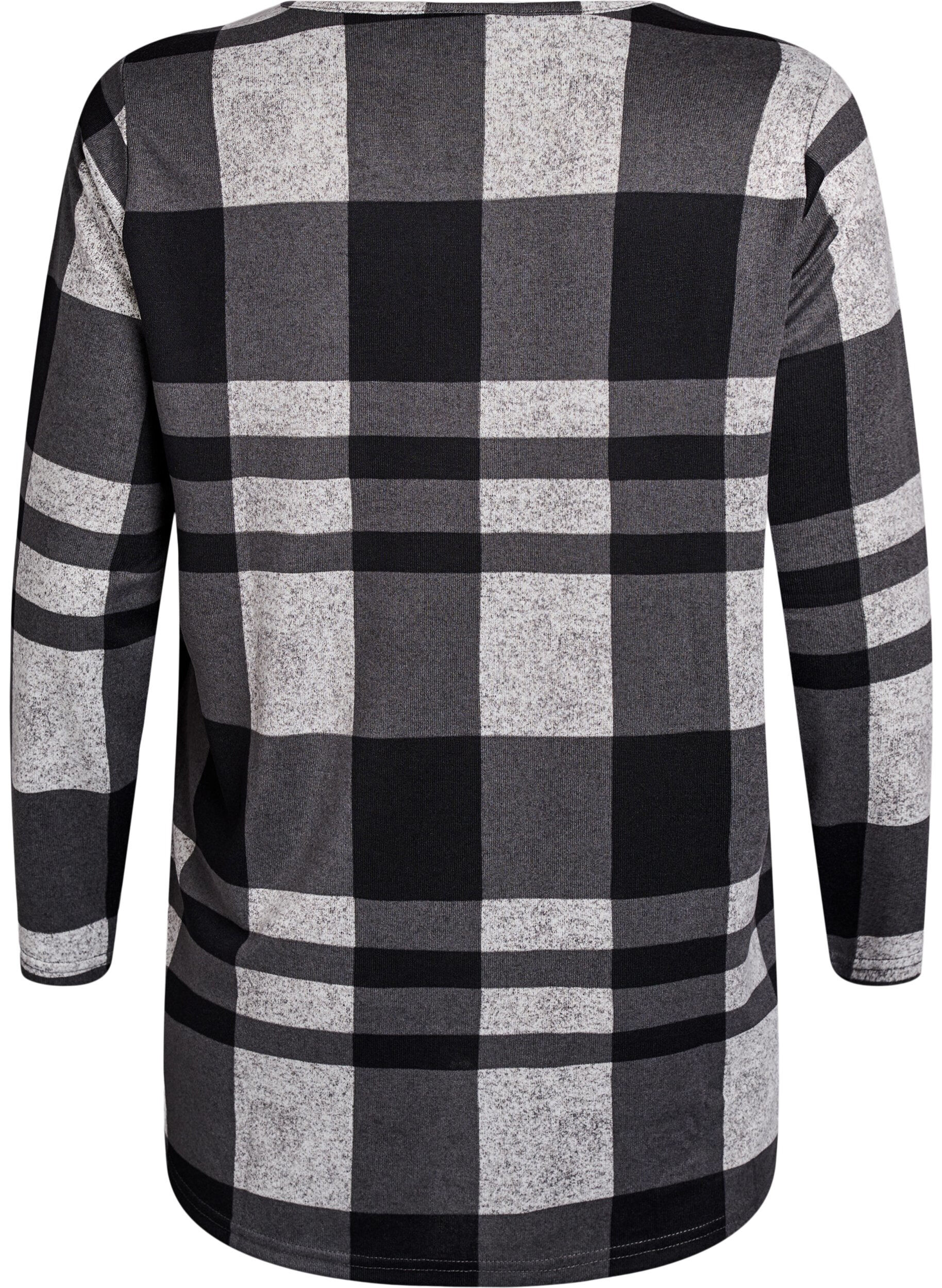 ZizziGedessineerde blouse met lange mouwen, Grijs, Packshot image number 1