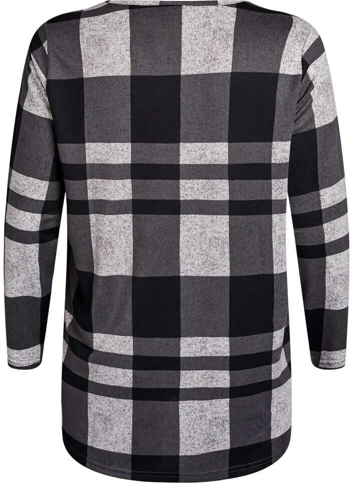 Chemisier à motifs à manches longues, Gris, Packshot image number 1