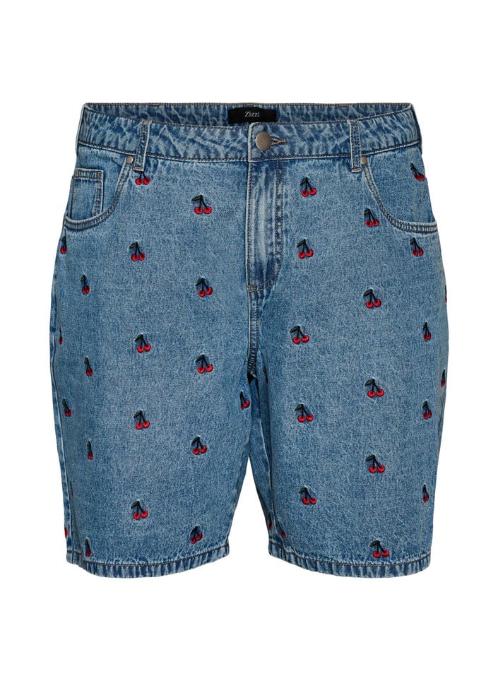 Short en jean brod&eacute;, Bleu Clair, Packshot image number 0