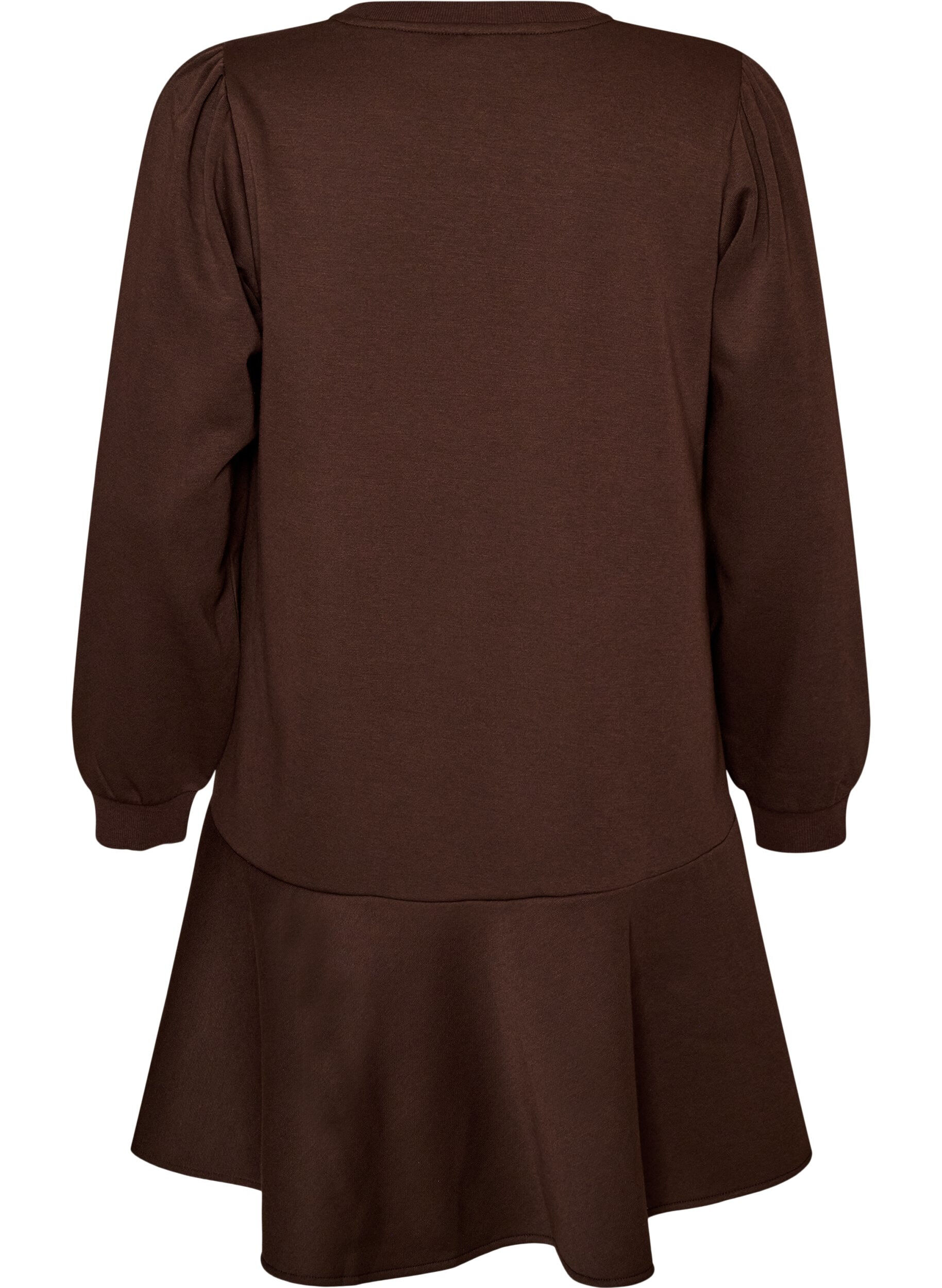 ZizziSweatshirtjurk met ruches in laagjes en A-lijnvorm, Bruin, Packshot image number 1