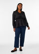 Blouse brillante en viscose &agrave; effet p&eacute;plum, Noir, Model image number 1