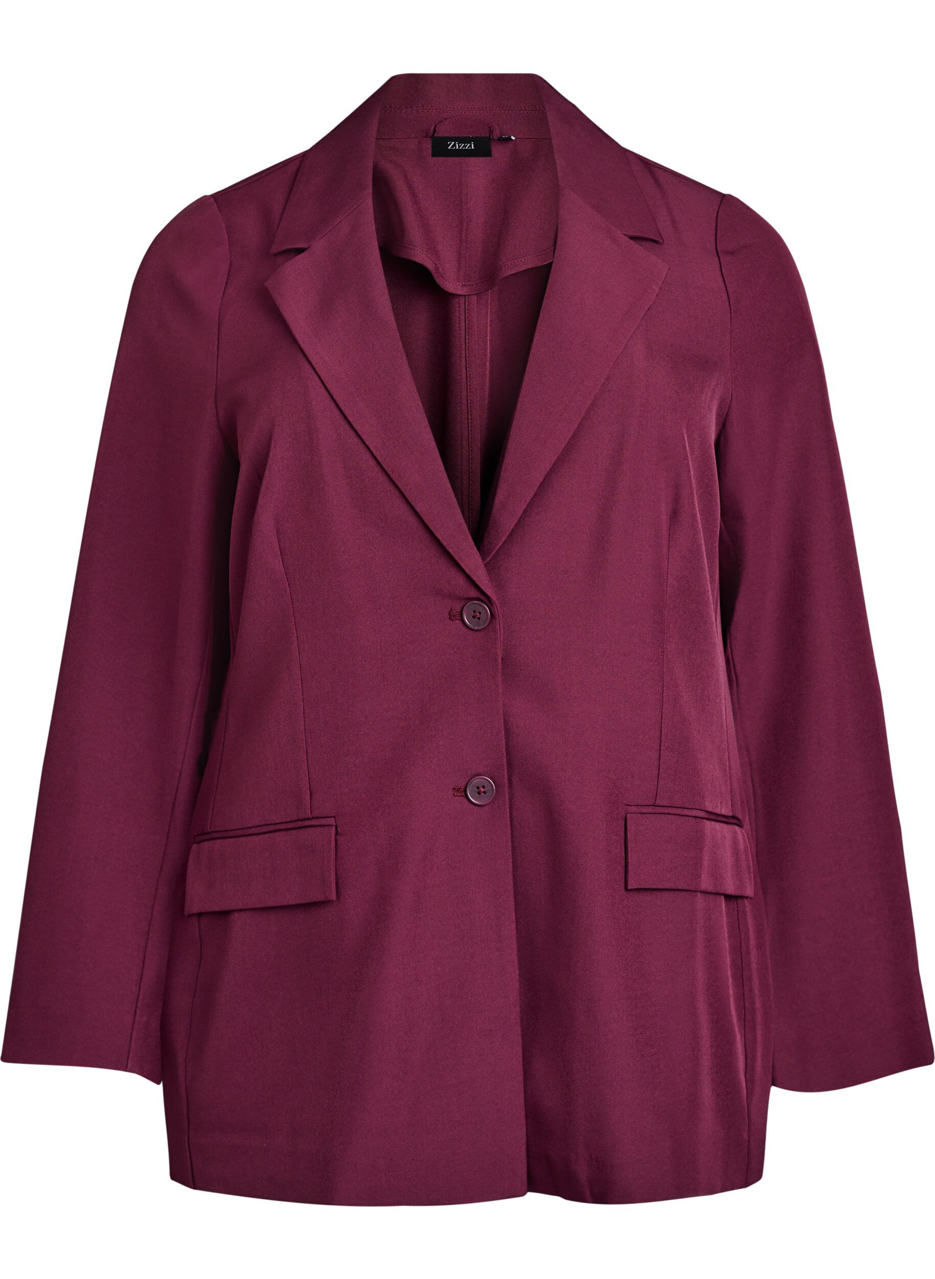 ZizziBlazer met zakken en splitjes, Donker Bordeaux, Packshot image number 0