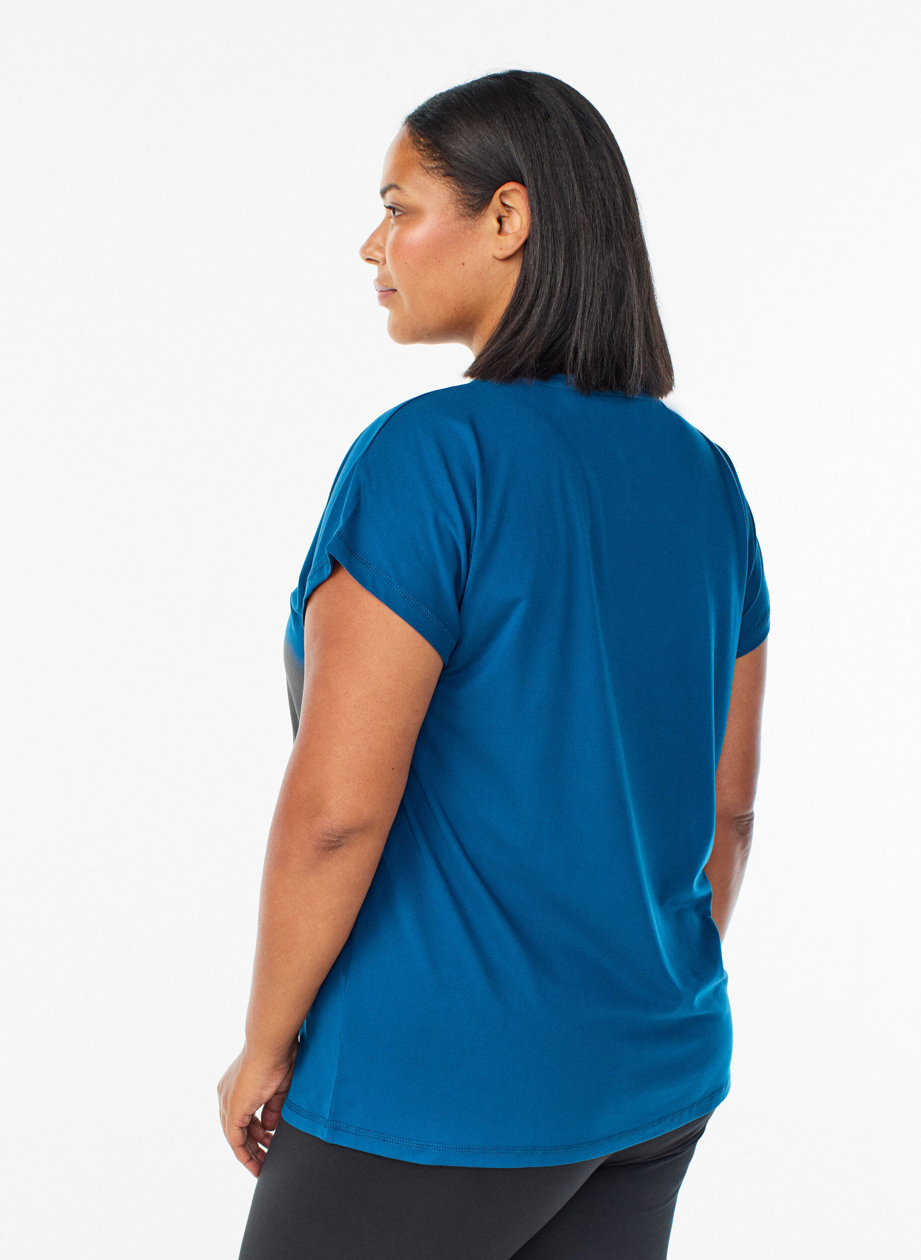 ZizziEffen gekleurd trainingsshirt, Blauw, Model image number 2