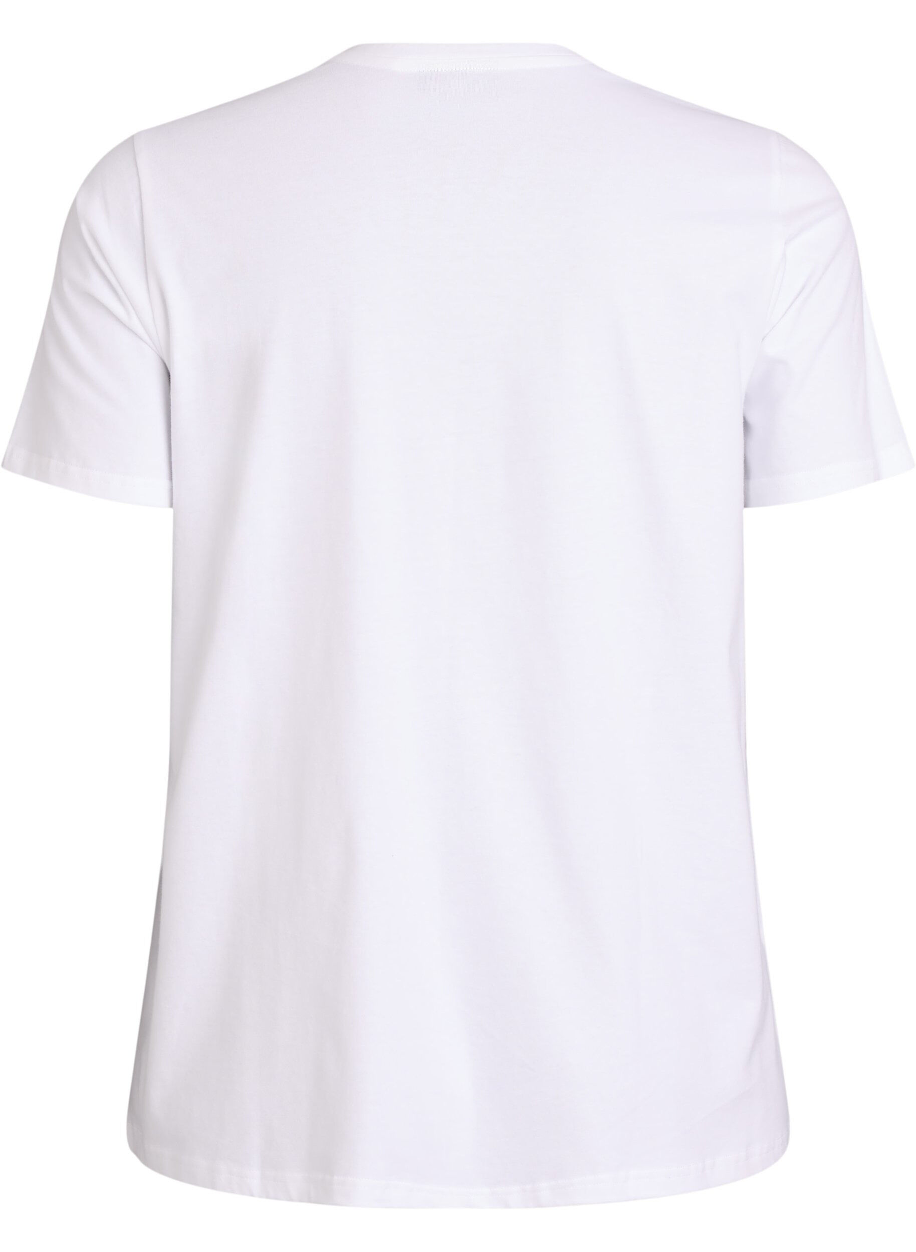 Zizzi T-shirt en coton avec texte brod&eacute;, Blanc, Packshot image number 1