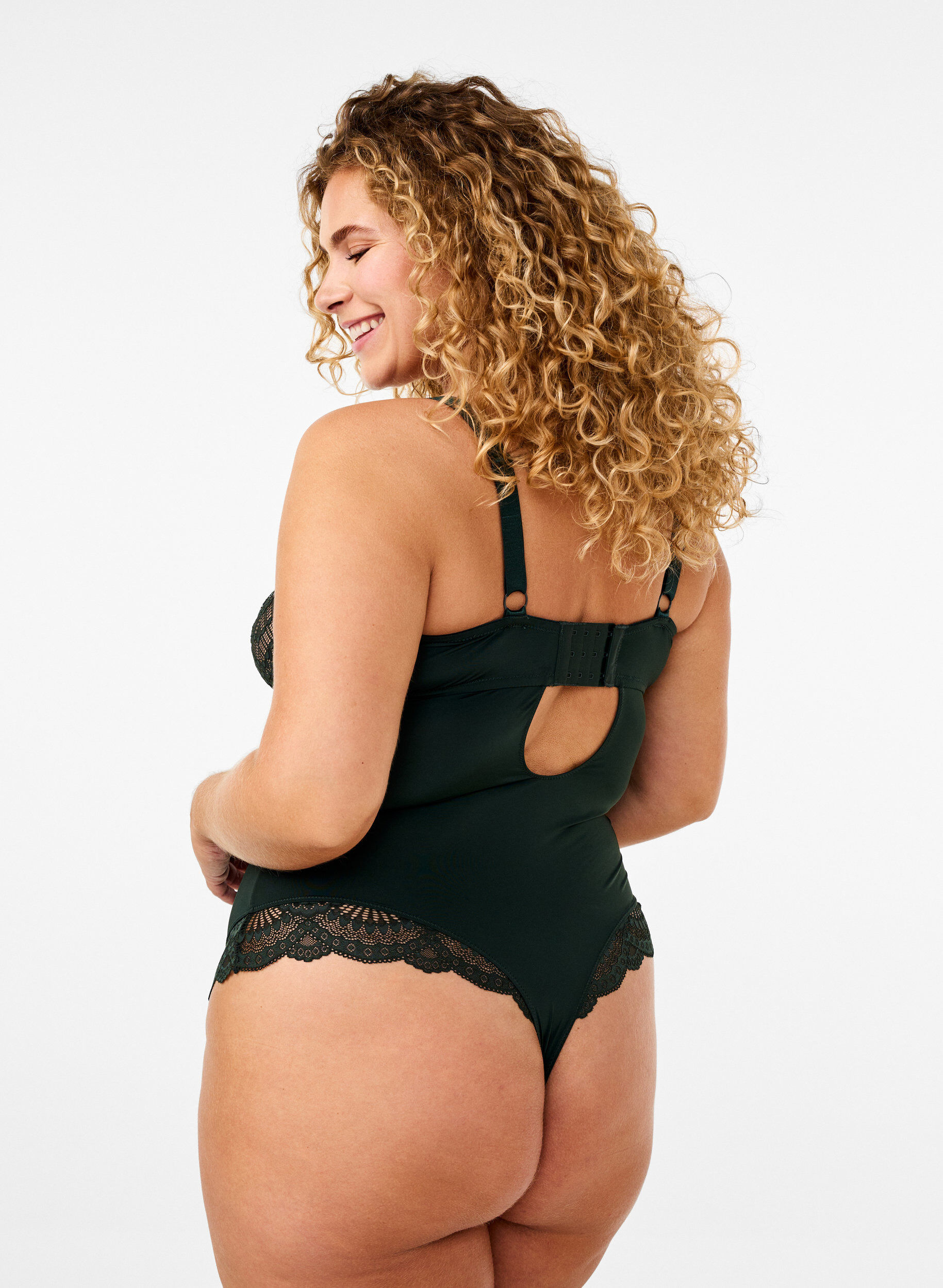 ZizziBodystocking met beugel en stringdetail, Scarab, Model image number 1