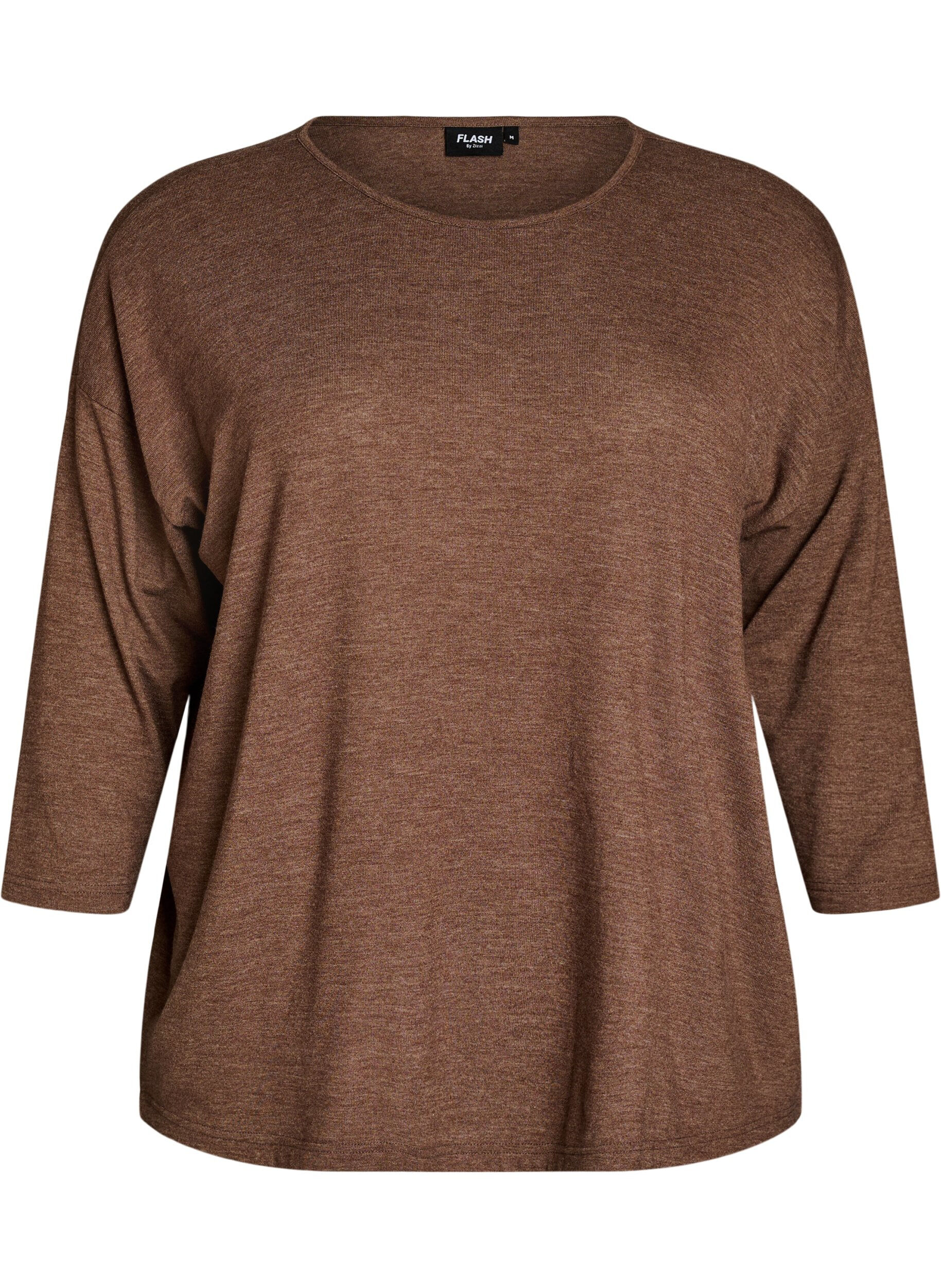 Zizzi Blouse en jersey avec manches 3/4, Marron, Packshot image number 0