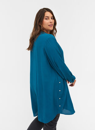 Viscose tuniek met parels, Moroccan Blue, Model image number 1