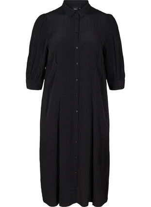 Robe chemise viscose, Black, Packshot image number 0