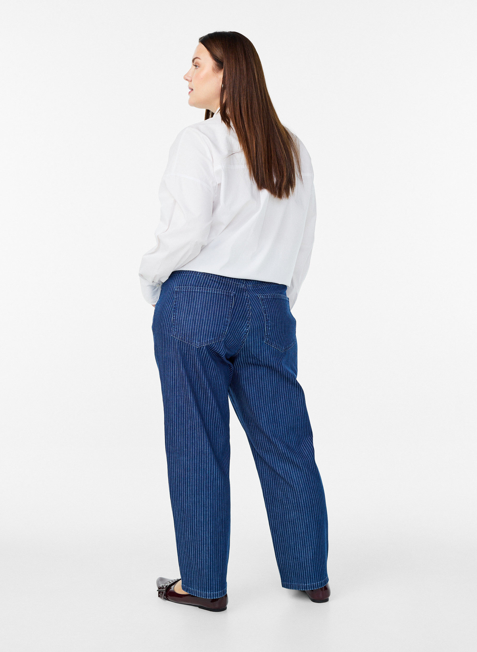 ZizziGestreepte jeans met een rechte pasvorm, Blauw, Model image number 1