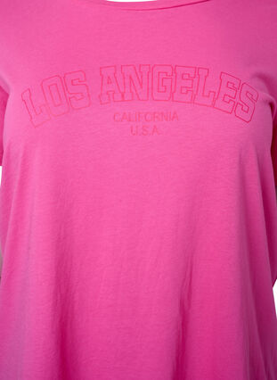 T-shirt en coton avec texte imprimé, Shocking Pink W. LOS, Packshot image number 2