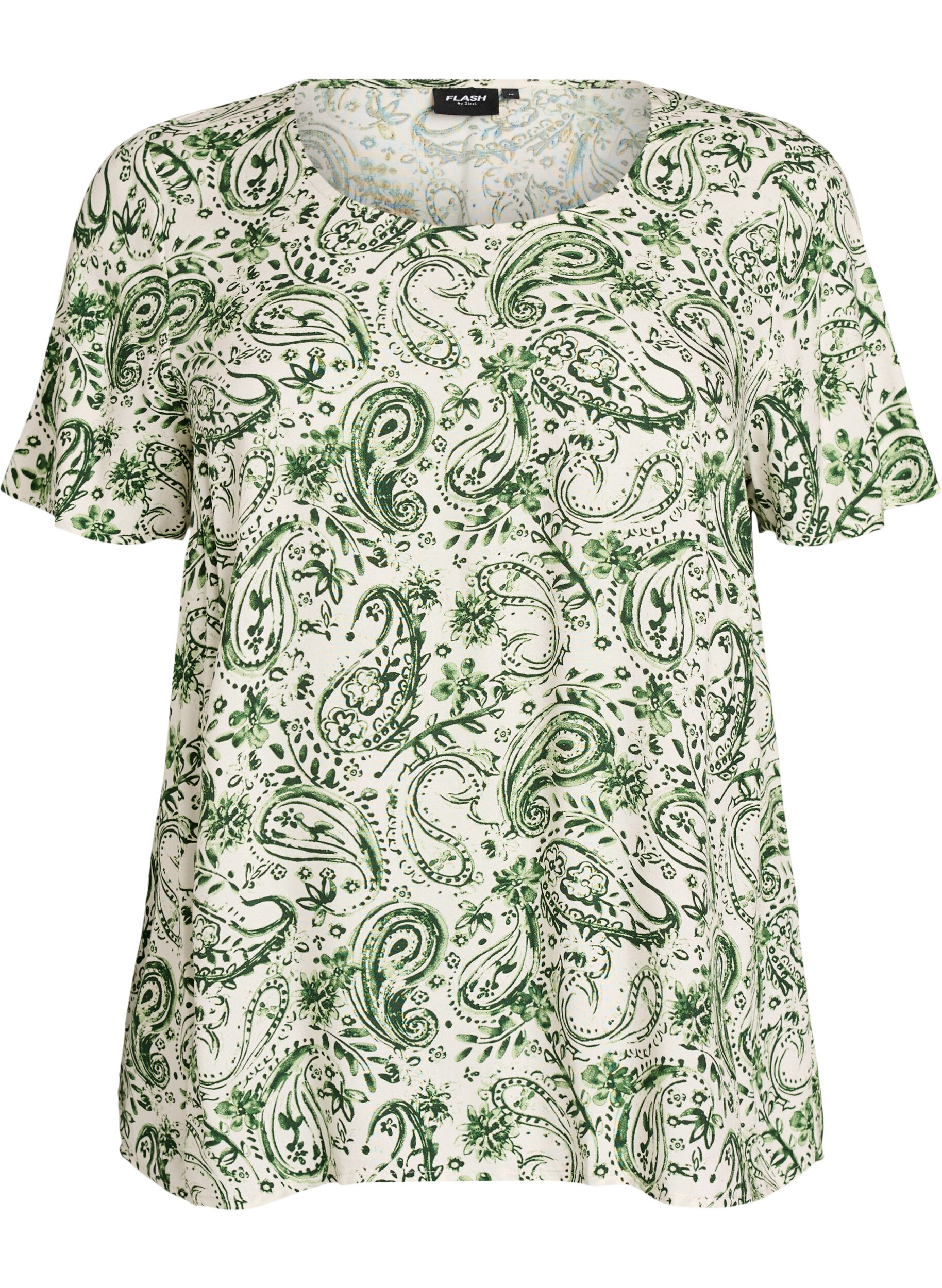 FLASH - Viscose blouse met korte mouwen en print