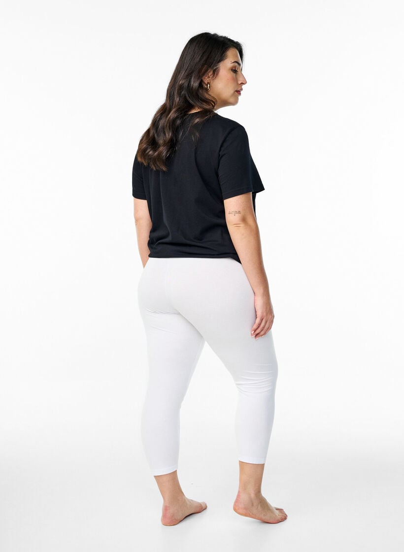 Basic 3/4 legging in viscose, Wit, Model image number 2