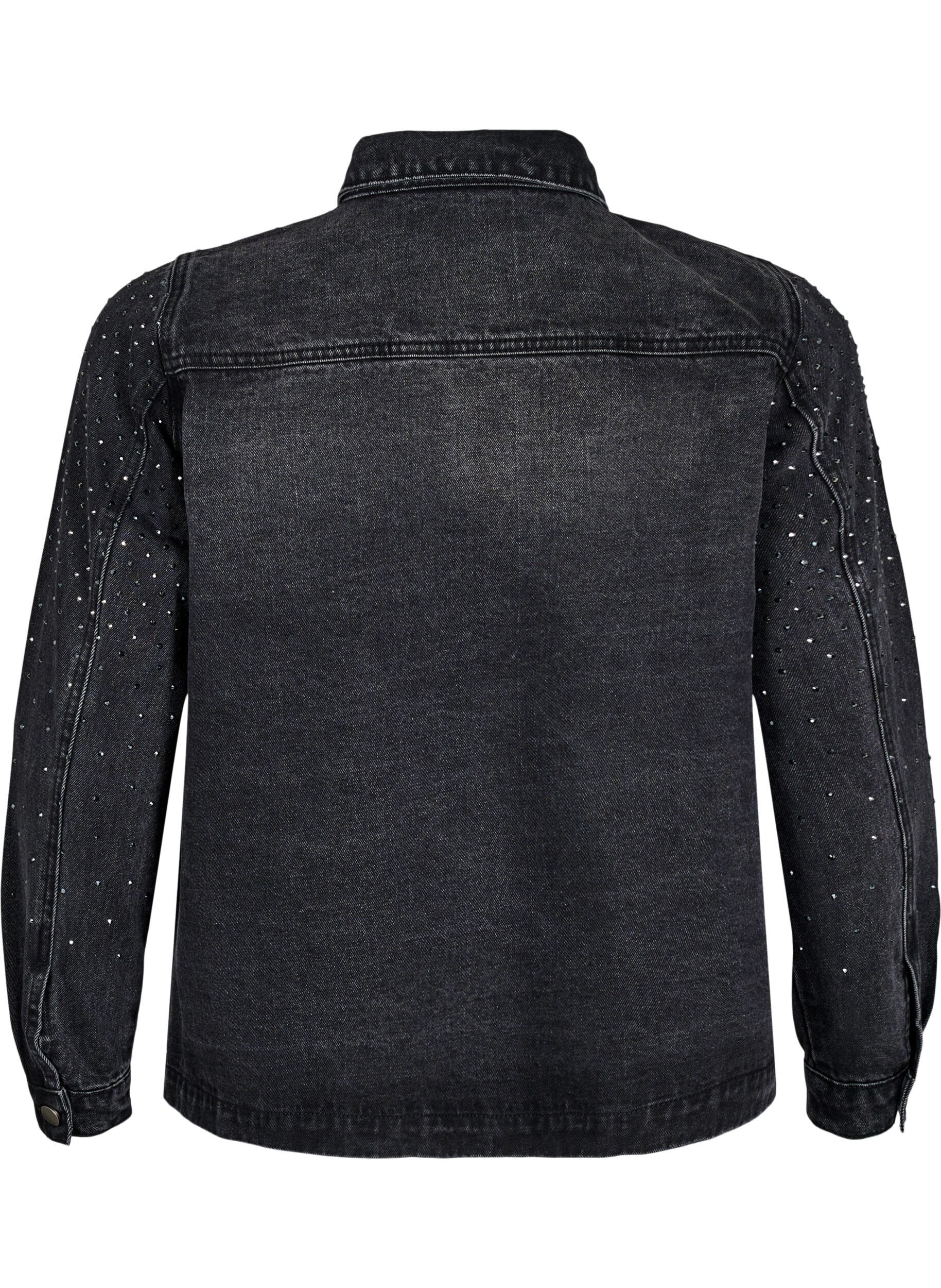 Zizzi Veste en jean avec strass et grandes poches avant, Gris, Packshot image number 1