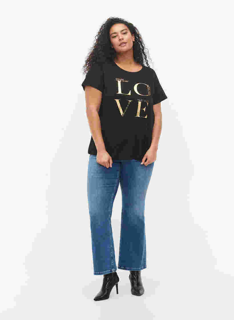 T-shirt en coton à manches courtes avec imprimé, Black Love, Model image number 3