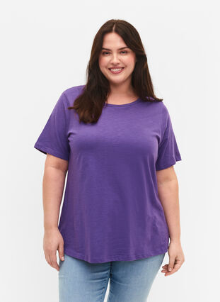 Lot de 2 T-shirt basiques en coton, Deep Lavender/Black, Model image number 0