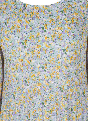 Tunique plissée à imprimé floral et manches 3/4, Purple Yellow AOP, Packshot image number 2