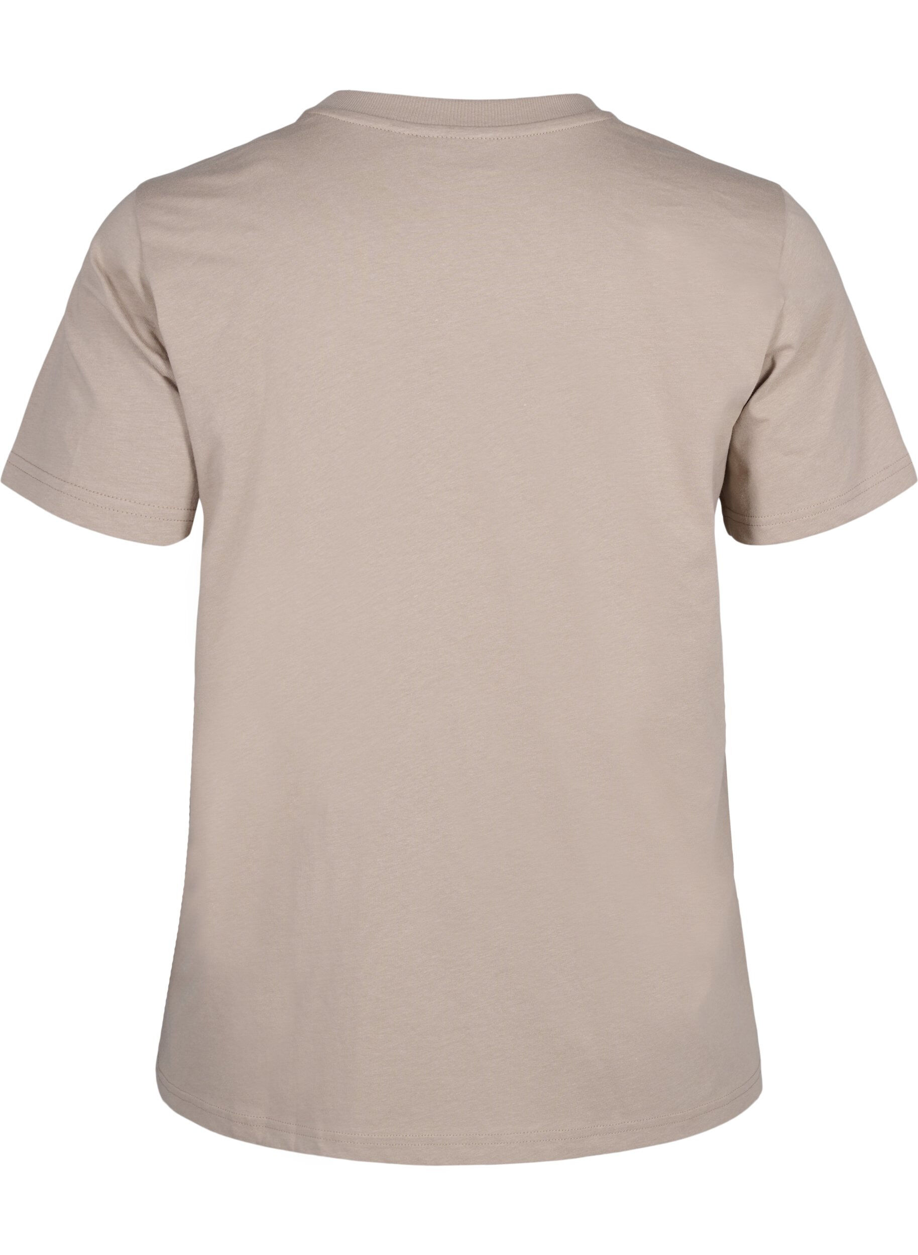 ZizziBasic katoenen T-shirt met ronde hals, Beige, Packshot image number 1