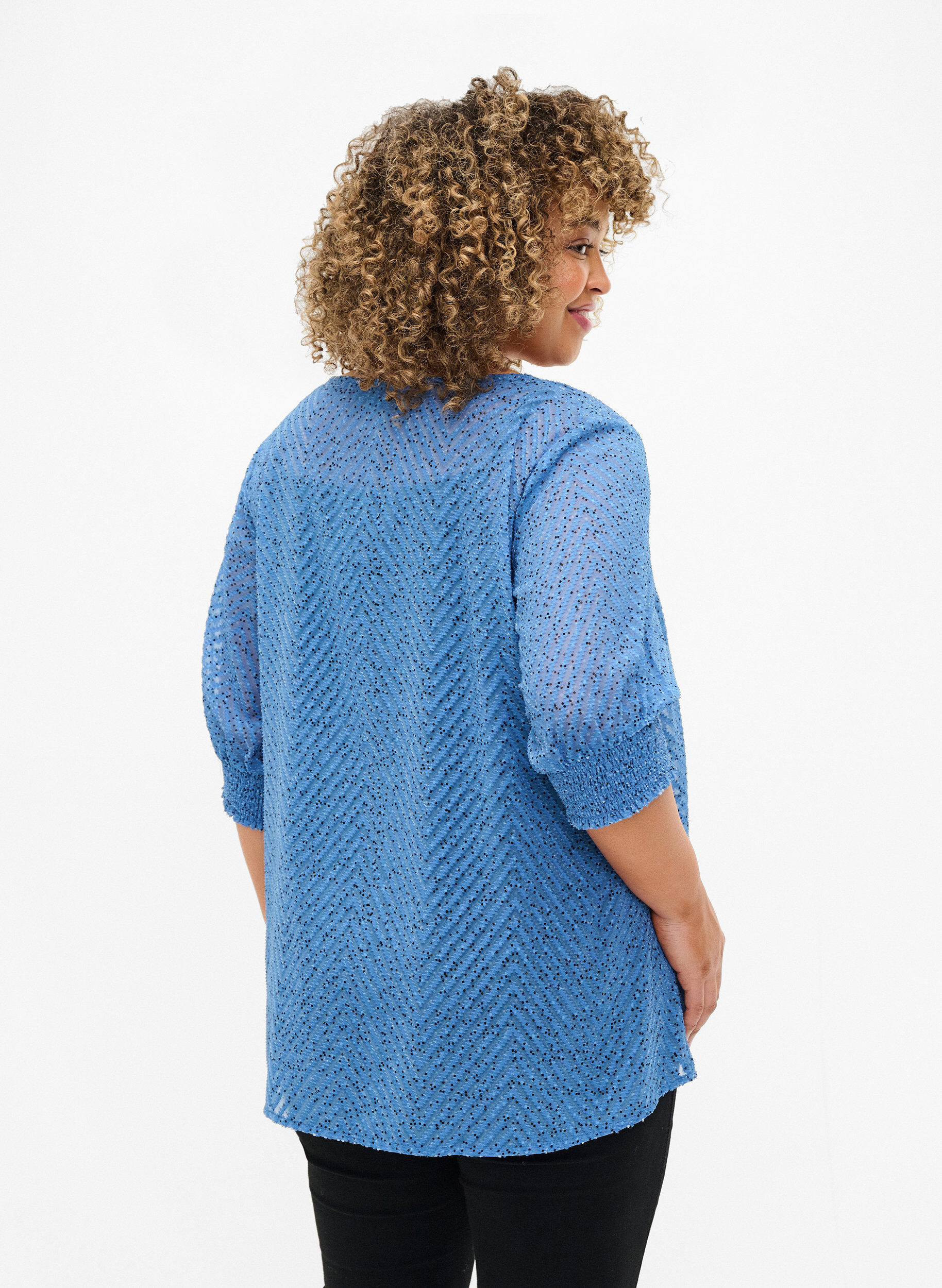 Zizzi Blouse &agrave; pois avec manches 1/2, Riverside Dot, Model image number 1