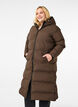 Lange puffer winterjas met capuchon, Bruin, Model image number 0
