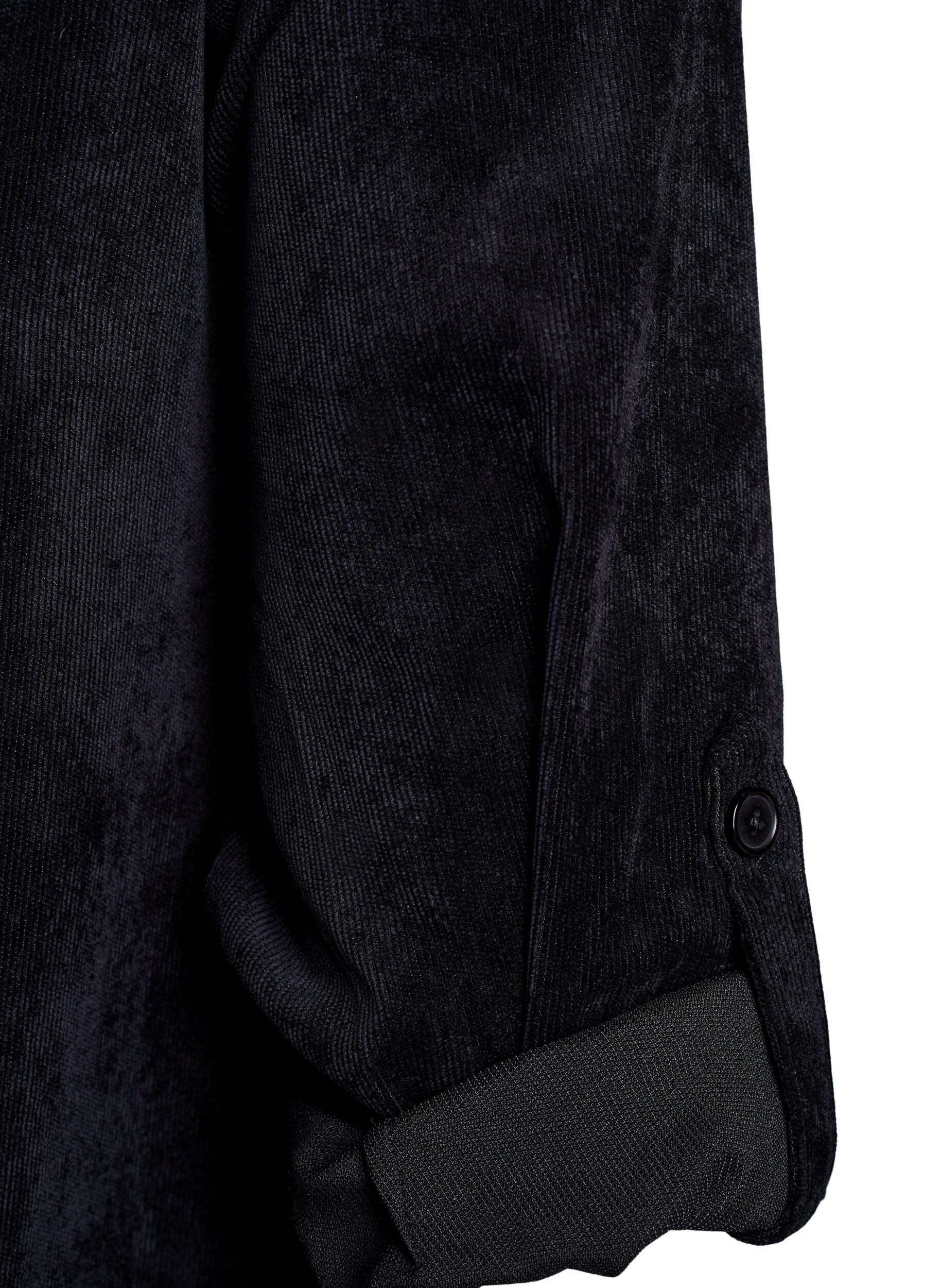 ZizziFluwelen jurk met rits en 3/4 mouwen, Zwart, Packshot image number 3