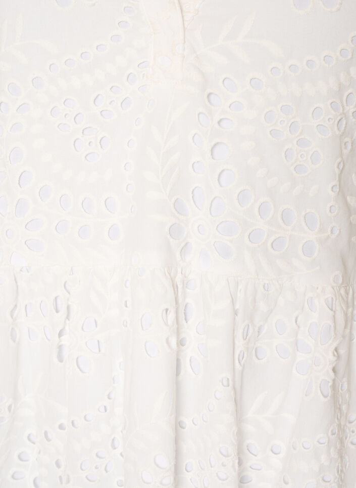 Midi-jurk met broderie anglaise en een empirelijn, Wit, Packshot image number 2