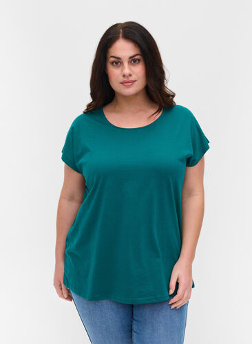 T-shirt met mix van katoen, Everglade, Model image number 0