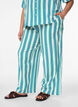 Gestreepte broek met hoge taille en wijde pijpen, Vanille, Model image number 0
