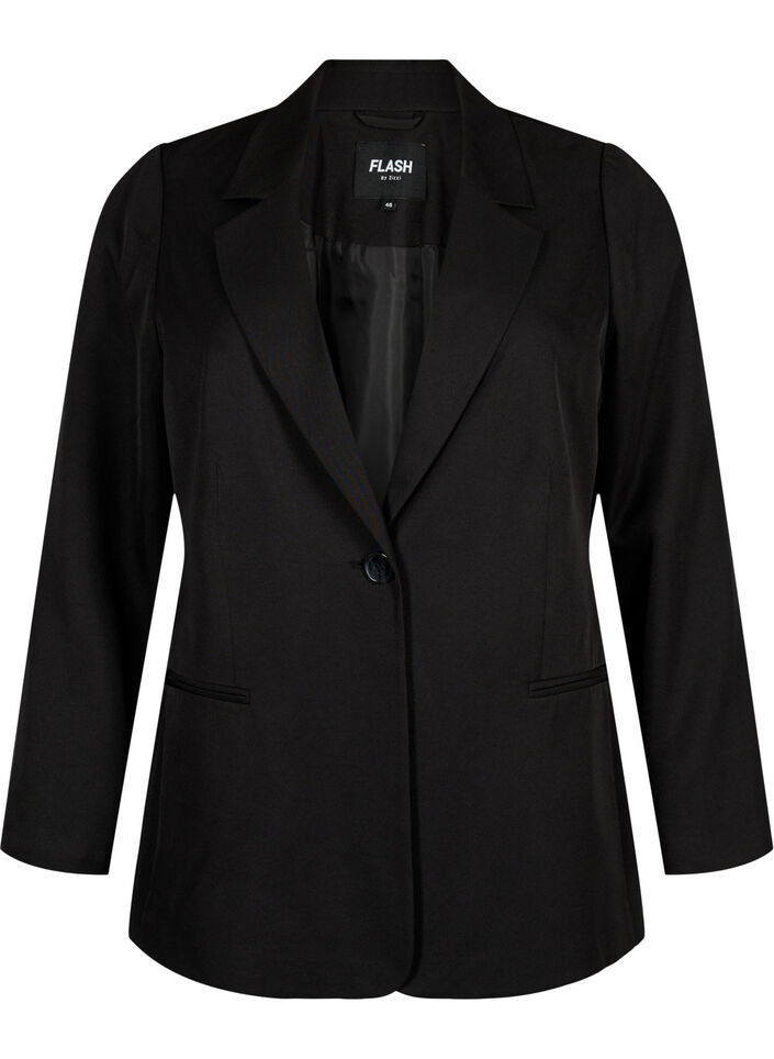 FLASH - Blazer simple avec bouton, Noir, Packshot image number 0