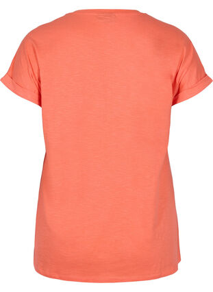 T-shirt avec imprimé en coton biologique, Living Coral Text, Packshot image number 1