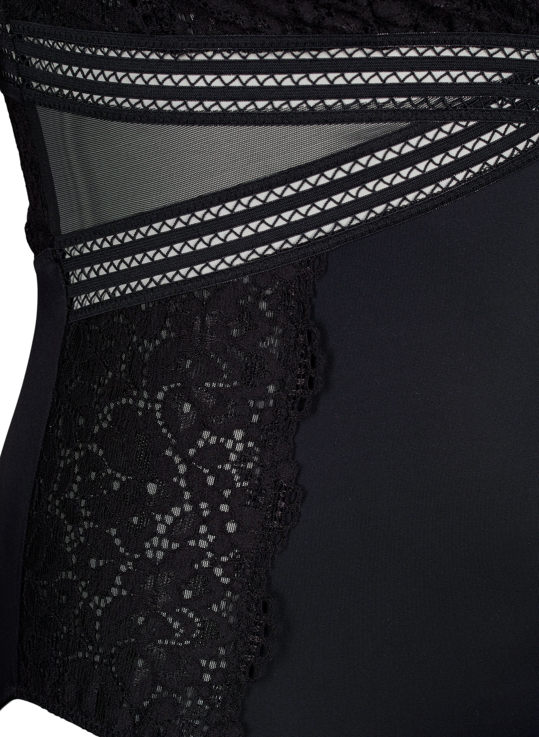 ZizziBodystocking met kant en uitsnijdingen, Black, Packshot image number 3