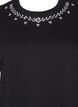 T-shirt met ronde hals en strass-steentjes, Black, Packshot image number 2