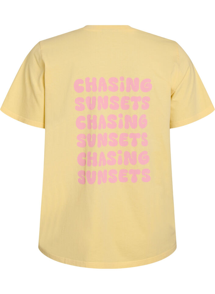T-shirt en coton biologique avec impression au dos, Jaune clair, Packshot image number 1