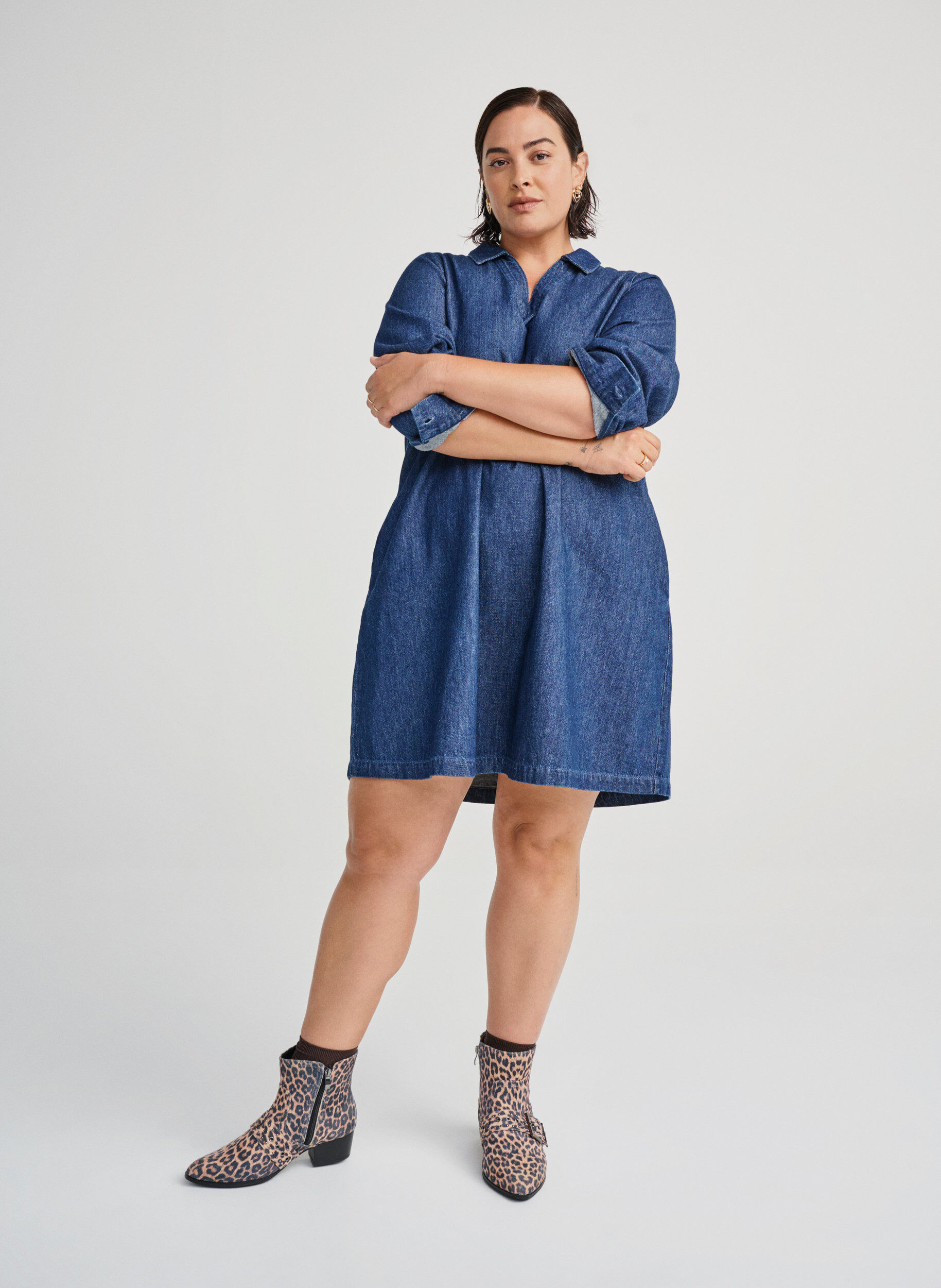 ZizziWide fit - Luipaard print enkellaarsje met gesp en studs, Bruin, Image image number 0